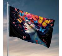 Décorations de porte de chambre à coucher, motif floral et papillon, drapeau fantaisie, décoration extérieure pour cour, chambre à coucher, décoration pour homme (30 x 45 cm)