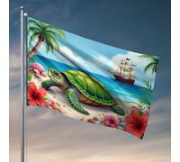 Décorations de porte de chambre à coucher, paradis tropical avec bateau pirate et drapeau tortue, décorations extérieures pour cour, chambre à coucher, décoration pour homme (60 x 90 cm)