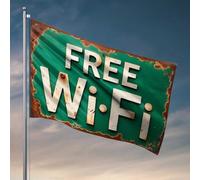 Décorations de porte de chambre à coucher Wi-Fi gratuit disponible ici drapeau décorations extérieures pour cour chambre à coucher décoration pour homme (152 x 244 cm)