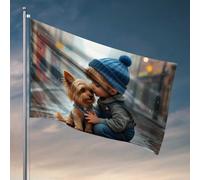 Décorations de porte de chambre d'enfant et chien sous la pluie Drapeau Bar Man Cave Decor drôle Décoration extérieure (60 x 90 cm)