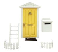 Décorations de porte de fée - décorations de porte de fée, mini portes en bois pour la salle des | 1:12 Porte miniature de poupées avec, clôture, boîte aux lettres