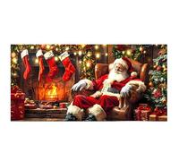 Décorations de porte de garage 13x6ft Couverture porte garage Noël avec une toile fond père Noël drôle Banner suspendu avec accessoires