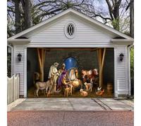 Décorations de porte de garage pour scène de Noël vintage, grande bannière de couverture de porte de garage suspendue avec œillets, toile de fond de Noël Joyeux Noël pour porte murale intérieure