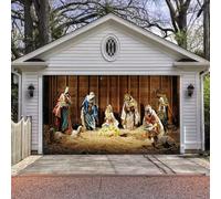 Décorations de porte de garage pour scène de Noël vintage, grande bannière de couverture de porte de garage suspendue avec œillets, toile de fond de Noël Joyeux pour murale intérieure extérieure