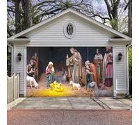 Décorations de porte de garage pour scène de Noël vintage, grande bannière de couverture de porte de garage suspendue avec œillets, toile de fond de Noël pour porte murale intérieure extérieure