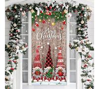 Décorations de porte de Noël avec inscription « Merry Christmas » - Bannière de porte de Noël en tissu pailleté - Accessoires de porte à suspendre pour cabine photo, fête (style nain)