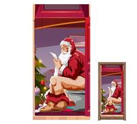 Décorations de porte de Noël, bannière de porte de Noël, décoration de porte de Père Noël, décoration de porte de Noël, impression amusante de Père Noël, fond de festival, couverture de porte pour les
