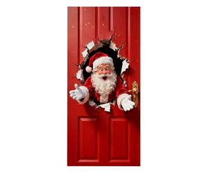 Décorations de porte de Noël - Père Noël décoratif 2D avec percée murale, décoration de porte festive, pour cuisines, salles de bains, chambres d', salles de classe