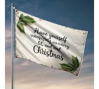 Décorations de porte pour chambre à coucher avec drapeau de feuilles vertes « Have Yourself A Merry Little Christmas » (120 x 180 cm)