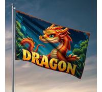 Décorations de porte pour chambre à coucher, dragon doré vole à travers la forêt enchantée, drapeau de nuit amusant pour collège et salle de jeux (60 x 90 cm)