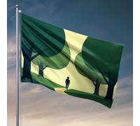 Décorations de porte pour chambre à coucher, drapeau amusant « A Person Walks Down A Path Between Trees » (120 x 180 cm)