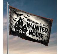 Décorations de porte pour chambre à coucher, panneau effrayant maison hantée d'Halloween avec chauve-souris et arbres, drapeau pour joueurs, accessoires de décoration de chambre à coucher (152 x 244