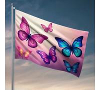 Décorations de porte pour chambre à coucher, papillons colorés en rose et bleu, drapeaux de chambre à coucher, panneau de chambre d'université (120 x 180 cm)