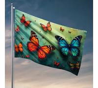 Décorations de porte pour chambre à coucher, papillons colorés sur fond vert, drapeaux de chambre à coucher, panneau de chambre d'université (120 x 180 cm)