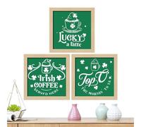 Décorations de porte pour la Saint Patrick, décoration murale pour la Saint Patrick, Happy St Patricks Day Décoration de porte avec trèfle vert, 5,9 x 5,9 pouces Grande « Happy St Patrick's Day
