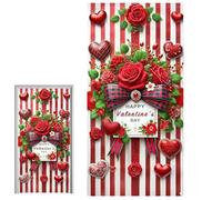 Décorations de Porte pour la Saint-Valentin | Toile de avec Motif Cœur et Rose - Bannière de Porte pour la Saint-Valentin 90 x 180 cm - Pour Intérieur Extérieur Garage Porche Balcon