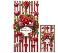 Décorations De Porte Pour La Saint-Valentin | Toile de Romantique Cœur et Rose,Bannière de Porte pour la Saint-Valentin 90 x 180 cm - Pour Intérieur Extérieur Garage Porche Balcon