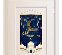 Décorations de Porte Ramadan, Eid Mubarak Bannière de Porte Eid Mubarak Suspension de Porte Ramadan Kareem Bienvenue Décorations de Fête pour Fournitures de Fête Eid Mubarak Hajj