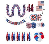 Décorations de rayons pour vélo - Kit de ballons rouge bleu du 4 juillet - Kit de décoration de vélo | pour réunion du jour du Souvenir, événement du jour de l'indépendance et 4