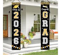 Décorations de remise de diplôme 2024 Bannière noire pour fête de remise de diplôme 2024 Bannières de bienvenue pour porte de porche pour cole