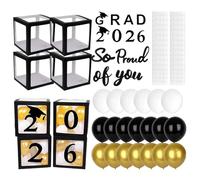 Décorations de remise de diplôme 2026 - Arche de ballons et boîtes à lettres comme décoration de table, décorations millésime 2026 | Pour lycée, université, extérieur, la maison et le