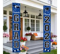 Décorations de remise de diplôme 2026 | Panneau de porte bleu pour porche | Bannière de bienvenue | Décorations murales d'intérieur et d'extérieur pour remise de diplôme de e 2026 (bleu et