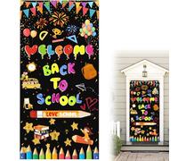 Décorations de rentrée scolaire, Simple et facile à installer décorations de rentrée scolaire couvre-portes décoratifs, Applicable au premier jour d'école signe de bienvenue Welcome Back to School