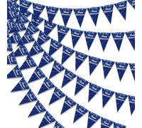 Décorations de retraite bleues pour homme - Lot de 3 bannières triangulaires pour fête de retraite - Bannières à suspendre pour la retraite - Décorations de fête « We Will Miss You »