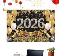 Décorations de réveillon du Nouvel An, fournitures de fête en tissu | Panneau « Happy New Year » 2026 - Pour intérieur et extérieur, maison, cour, porche, école, bureau, ferme, cabine photo