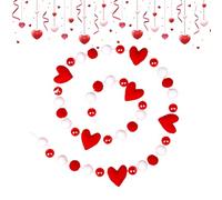 Décorations de Saint-Valentin - Bannière romantique en feutre en forme de cœur, guirlande de cœurs en feutre - pour la maison, la chambre, la cheminée, un mariage, un mur, une table