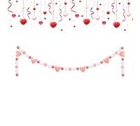 Décorations de Saint-Valentin - Décoration romantique de 2,5 m, guirlande de cœurs en feutre | pour chambre à coucher, cheminée, mariage, fête, mur, table, ferme