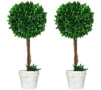 Décorations de salon Homcom 2x Arbres artificiels Buxus 60cm résistants UV plantes plastiques durables dans pot vert