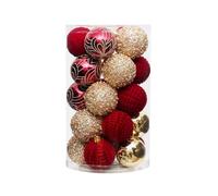Décorations de Sapin de Noël 25 pièces/2,36 Pouces, Boules de Noël en Velours pailleté, incassables, floquées, à Suspendre, for fête(Burgundy)