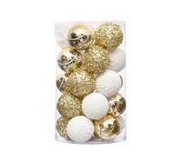 Décorations de Sapin de Noël 25 pièces/2,36 Pouces, Boules de Noël en Velours pailleté, incassables, floquées, à Suspendre, for fête(White Gold)