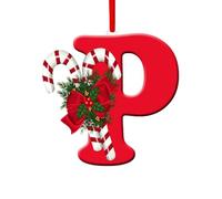Décorations de sapin de Noël, 26 lettres de l'alphabet à suspendre pour sapin de Noël, décorations de Noël personnalisées à suspendre (P)