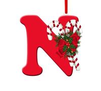 Décorations de sapin de Noël, 26 lettres de l'alphabet à suspendre pour sapin de Noël, décorations de Noël personnalisées à suspendre, lettres de l'alphabet (N)