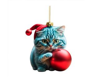 Décorations de sapin de Noël 2D amusantes en acrylique chat ornement acrylique double impression pendentif de Noël drôle cadeau éléphant blanc cadeau 2D amusant pendentif 1 pièce BjT322 (J, taille