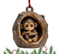 Décorations de sapin de Noël 2D - Pendentif décoratif réutilisable en forme | Sapin de Noël d'hiver pour femme et homme, maison, chambre, bureau, entrée, porche, voiture, fête, petit singe