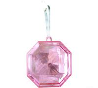 Décorations de sapin de Noël à paillettes carrées et rondes en plastique à suspendre, avec des accents de pierres étincelantes, pendentif festif léger (pierre précieuse rose)