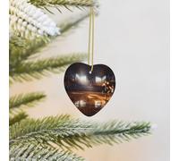 Décorations de sapin de Noël à suspendre sur un terrain de basket-ball en céramique en forme de cœur - Pendentifs à suspendre - Décoration souvenir pour sapin de Noël - Cadeau de Noël