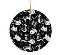 Décorations de Sapin de Noël à thème de sorcières d'halloween - Décorations Rondes en céramique, décorations à Suspendre pour Les fêtes, Cadeaux de Noël 7,3 cm