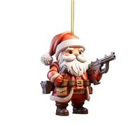 Décorations de sapin de Noël « An Old Man In A Santa Hat Riding A Dinosaur » - Pendentif de Noël en acrylique pour la maison, les vacances, les fêtes - Décoration amusante à suspendre (11-B, taille