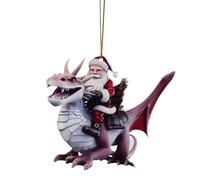 Décorations de sapin de Noël « An Old Man In A Santa Hat Riding A Dinosaur » - Pendentif de Noël en acrylique pour la maison, les vacances, les fêtes - Décoration amusante à suspendre (13-A, taille