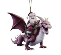 Décorations de sapin de Noël « An Old Man In A Santa Hat Riding A Dinosaur » - Pendentif de Noël en acrylique pour la maison, les vacances, les fêtes - Décoration amusante à suspendre (13-C, taille