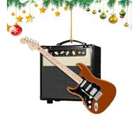 Décorations de Sapin de Noël avec Guitare,Décorations de Noël avec Guitare | Ornements d’Instruments Plats en Acrylique pour Noël,Ornements de Musique de Guitare électrique, pour Les mélomanes