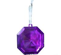 Décorations de sapin de Noël avec ornements à suspendre en plastique de formes carrées et rondes mises en valeur par des éléments en strass pailletés (violet améthyste)