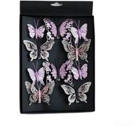 Décorations de sapin de Noël avec papillons à paillettes avec clips pour affichage saisonnier et ambiance (violet)