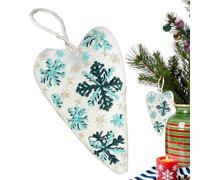 Décorations de sapin de Noël | Décoration de Noël brodée en forme de cœur, décoration de fête pour bibliothèque, chevet, cheminée, cheminée, porte, escalier, fourre-tout, intérieur de voiture, sac à