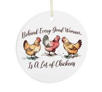 Décorations de sapin de Noël, derrière tout Good Woman Is A Lot Of Chickens, souvenir commémoratif en céramique, décoration amusante à suspendre pour décoration d'intérieur, cadeau pour amateur de