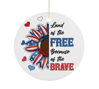 Décorations de sapin de Noël du 4 juillet, souvenir commémoratif en céramique « Land of The Free Because Of The Brave » - Décoration à suspendre pour la maison - Cadeau pour la famille et les amis
